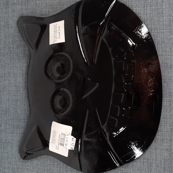 Whimsical Black Cat Face Plate Platter Candy Dish Serveware Halloween *A… - Picture 2 of 4